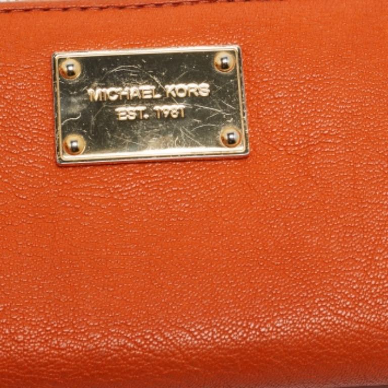 Cartera con cremallera Jet Set de piel naranja Michael Kors en venta 1