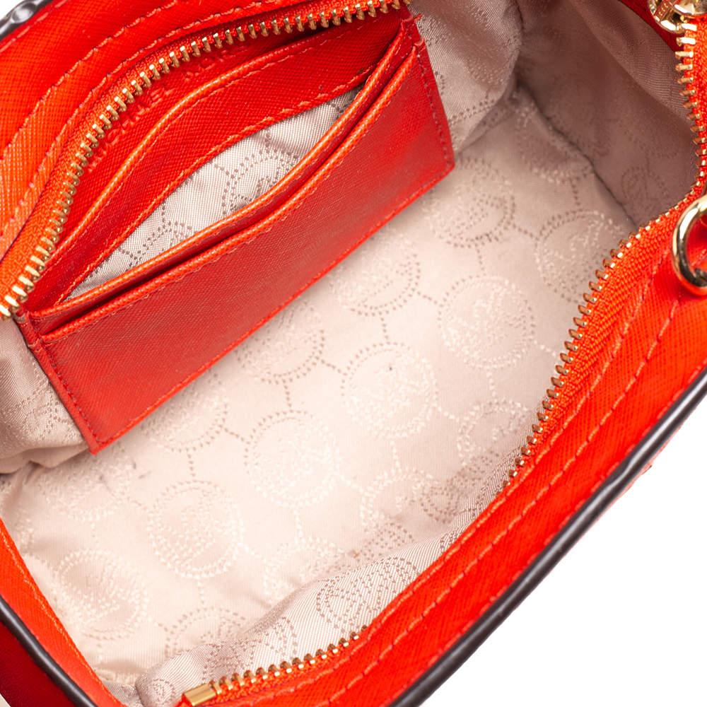 Michael Kors Orange Saffiano Leather Mini Selma Crossbody Bag 2
