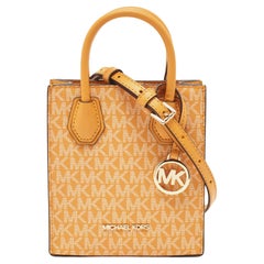 Michael Kors Orange Signature Coated Canvas and Leather XS Mercer Tote