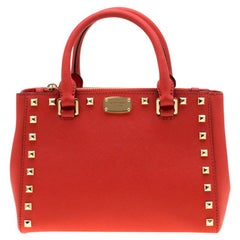 Michael Kors Orange Studded Leather Kellen Tote