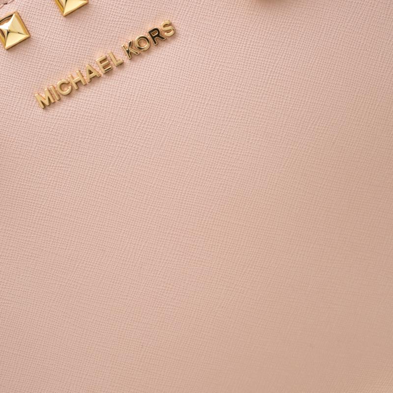 Michael Kors - Sac cabas Selma clouté en cuir rose pâle 3
