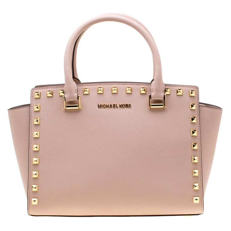 Michael Kors Pale Pink Leather Selma Studded Tote For Sale at 1stDibs | michael  kors pink studded bag, michael kors selma studded bag, av-1608 michael kors