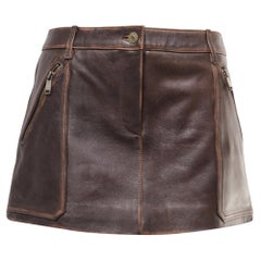 Minifalda con paneles y bolsillos de Michael Kors, de piel de cordero marrón