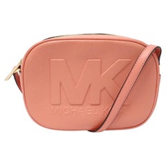 Michael Kors Peach Leather Logo-Embossed Crossbody Bag