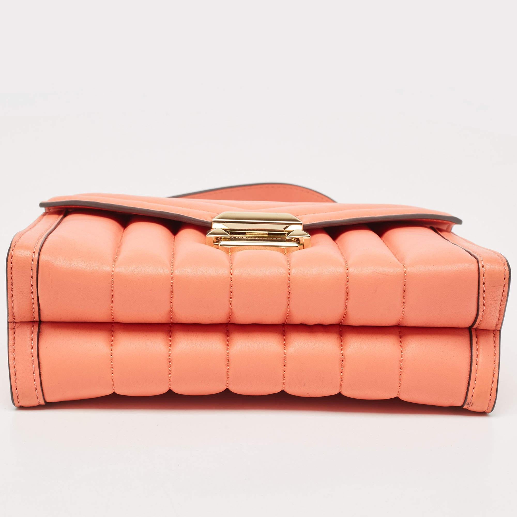 Michael Kors Peach Quilted Leather Large Whitney Shoulder Bag at 1stDibs