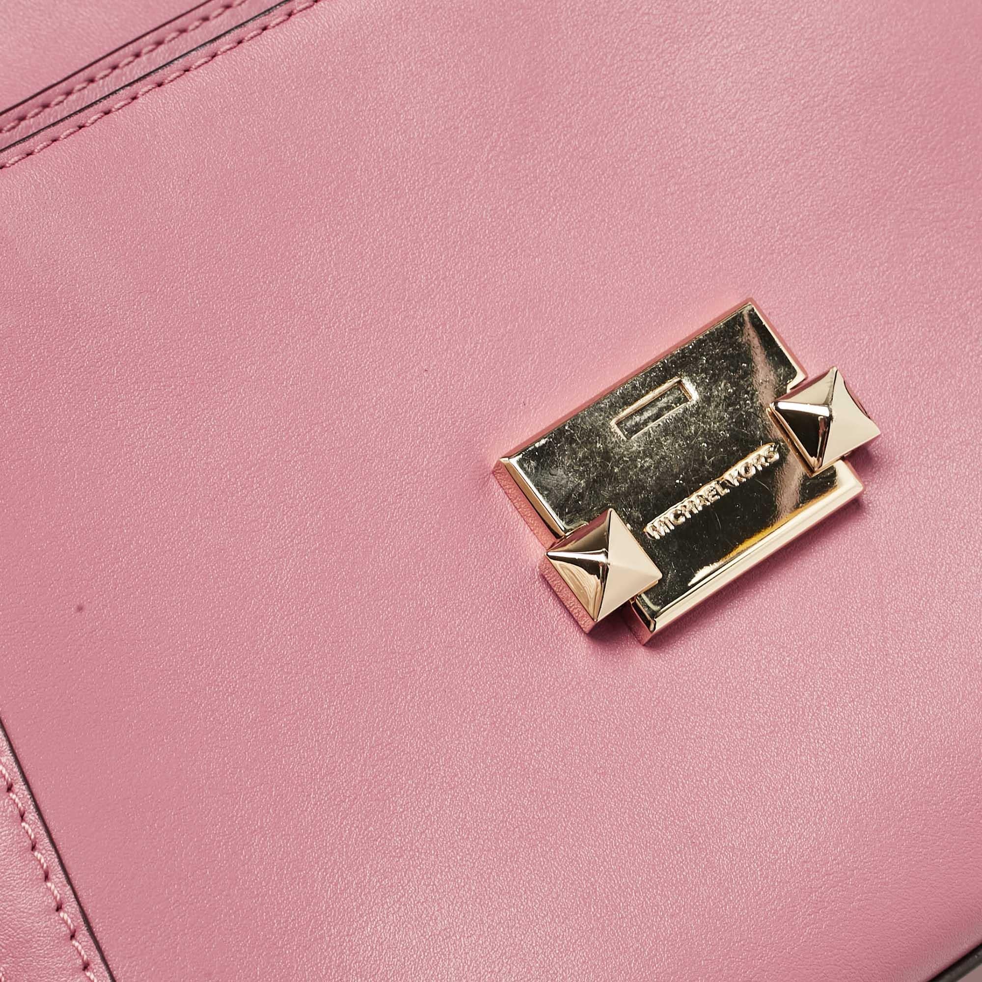 Michael Kors Pink Leather Medium Whitney Top Handle Bag For Sale 2