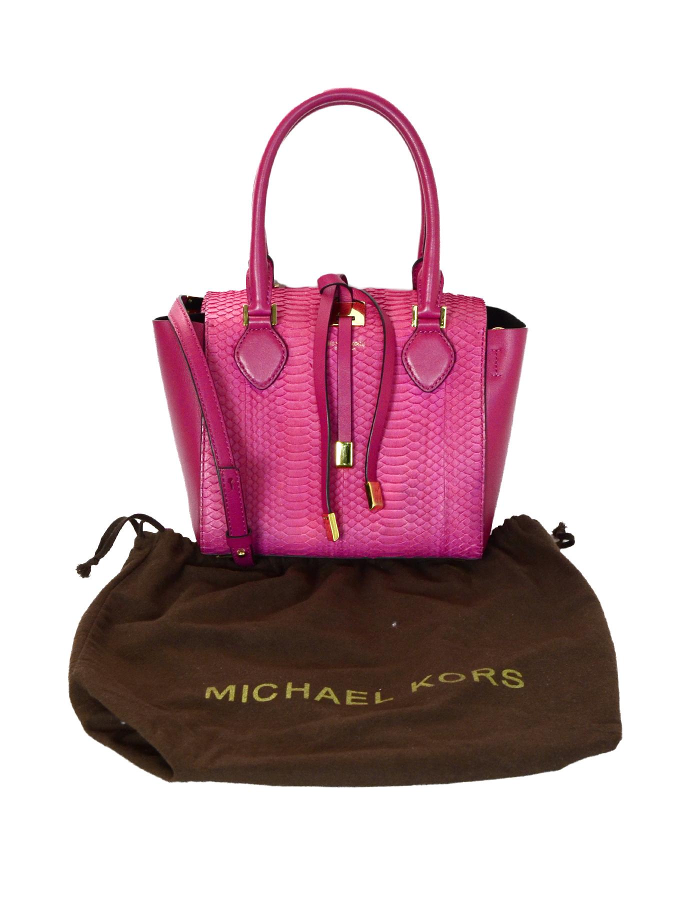 Michael Kors Pink Leather/Python Extra Small Miranda Crossbody Bag 6