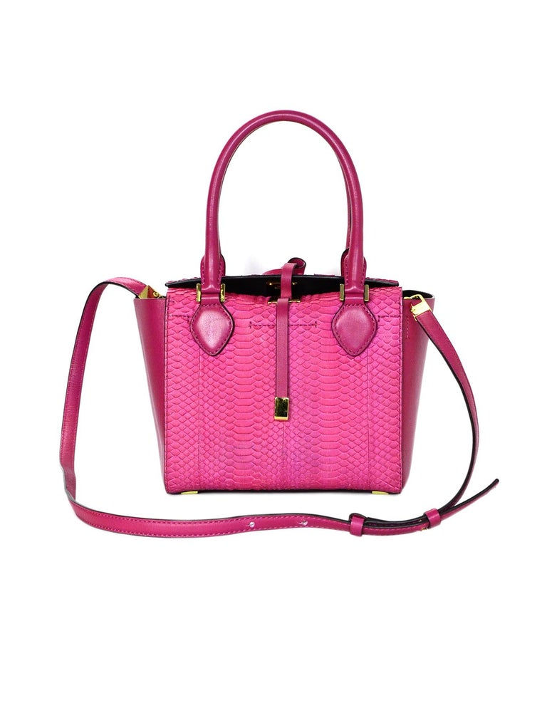 Michael Kors Pink Leather/Python Extra Small Miranda Crossbody Bag For ...