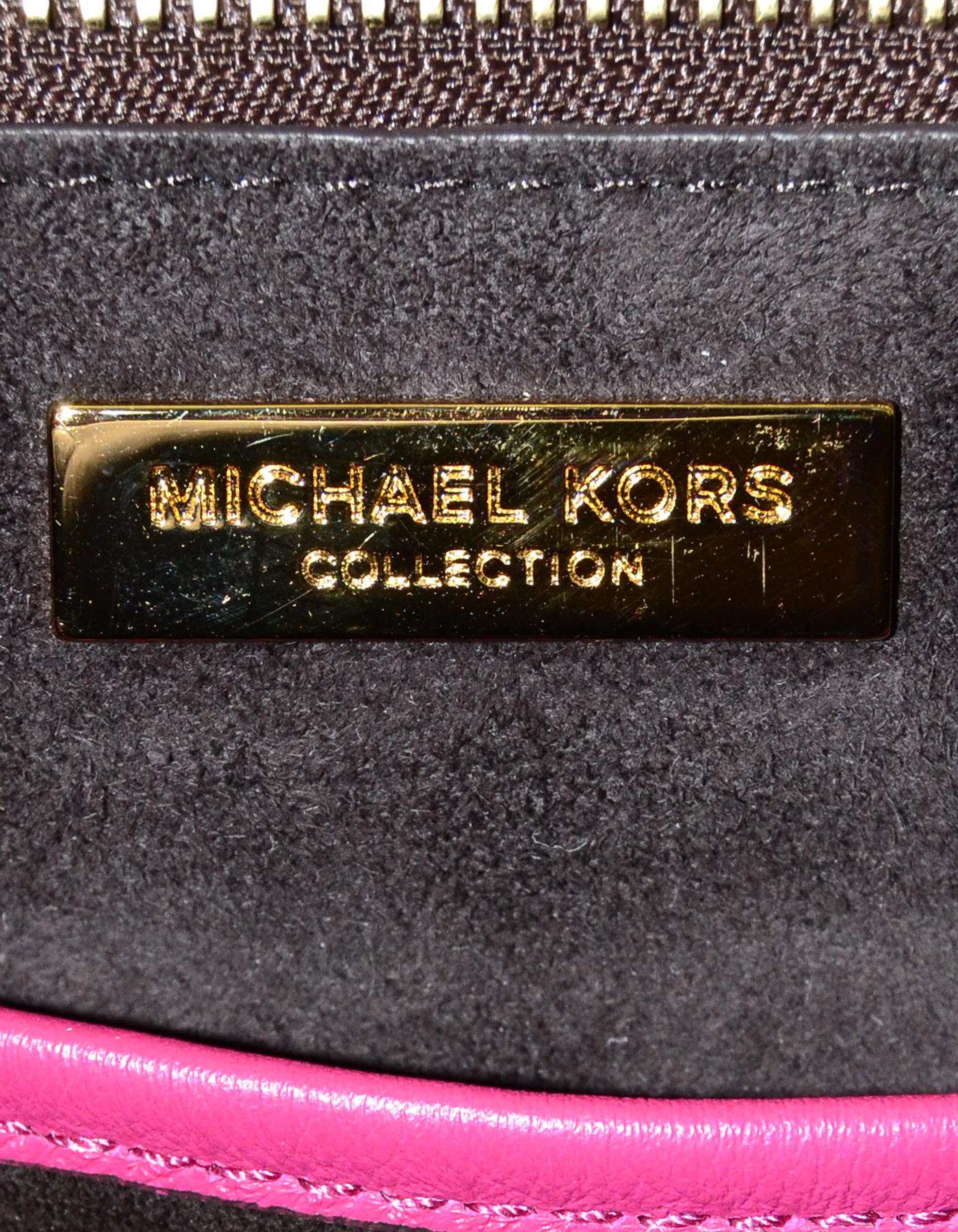 Michael Kors Pink Leather/Python Extra Small Miranda Crossbody Bag 4