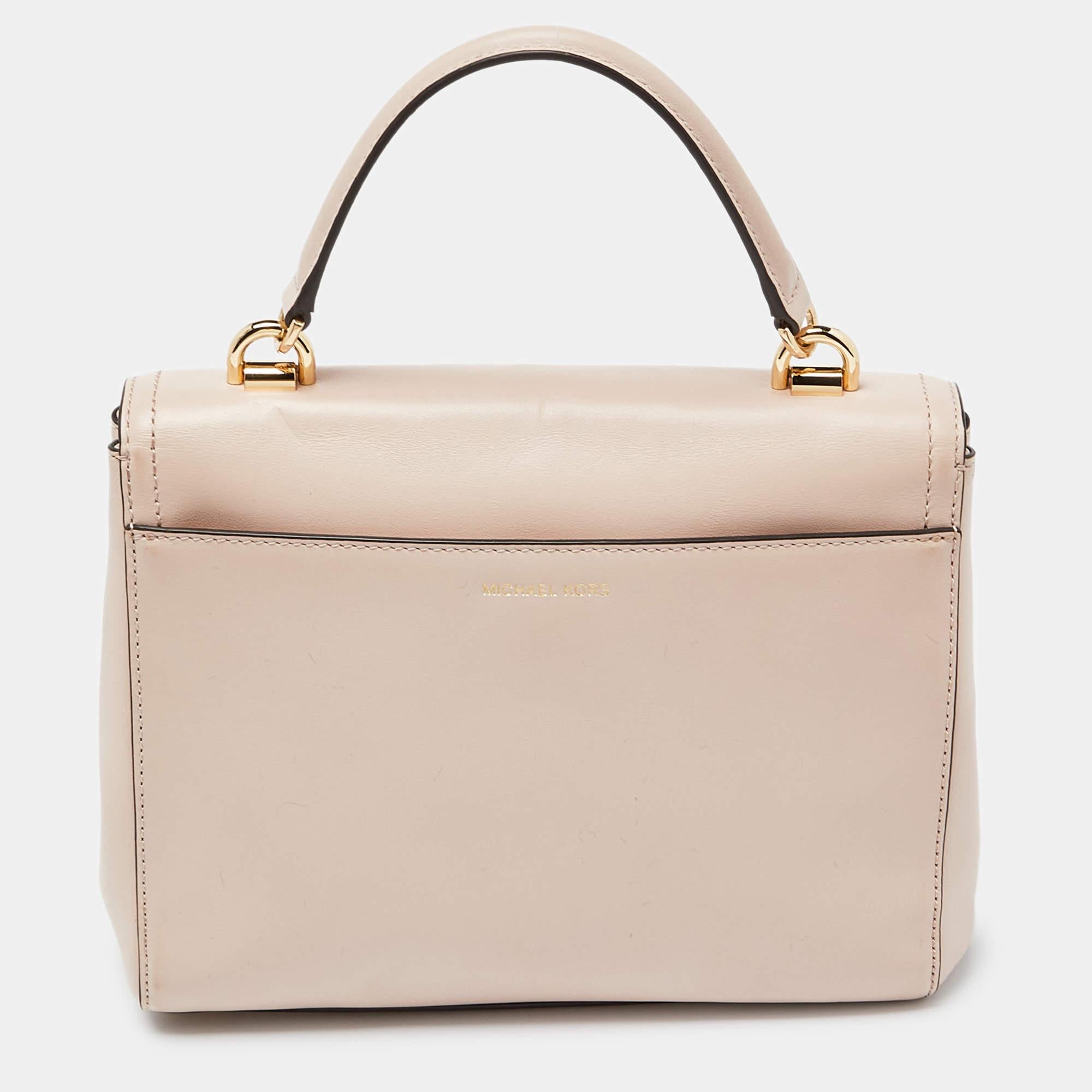 Michael Kors Pink Leather Small Ava Top Handle Bag In Good Condition In Dubai, Al Qouz 2