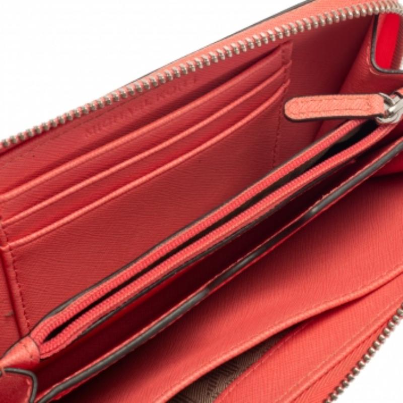 Michael Kors Pink Leather Zip Around Wristlet Wallet For Sale 1
