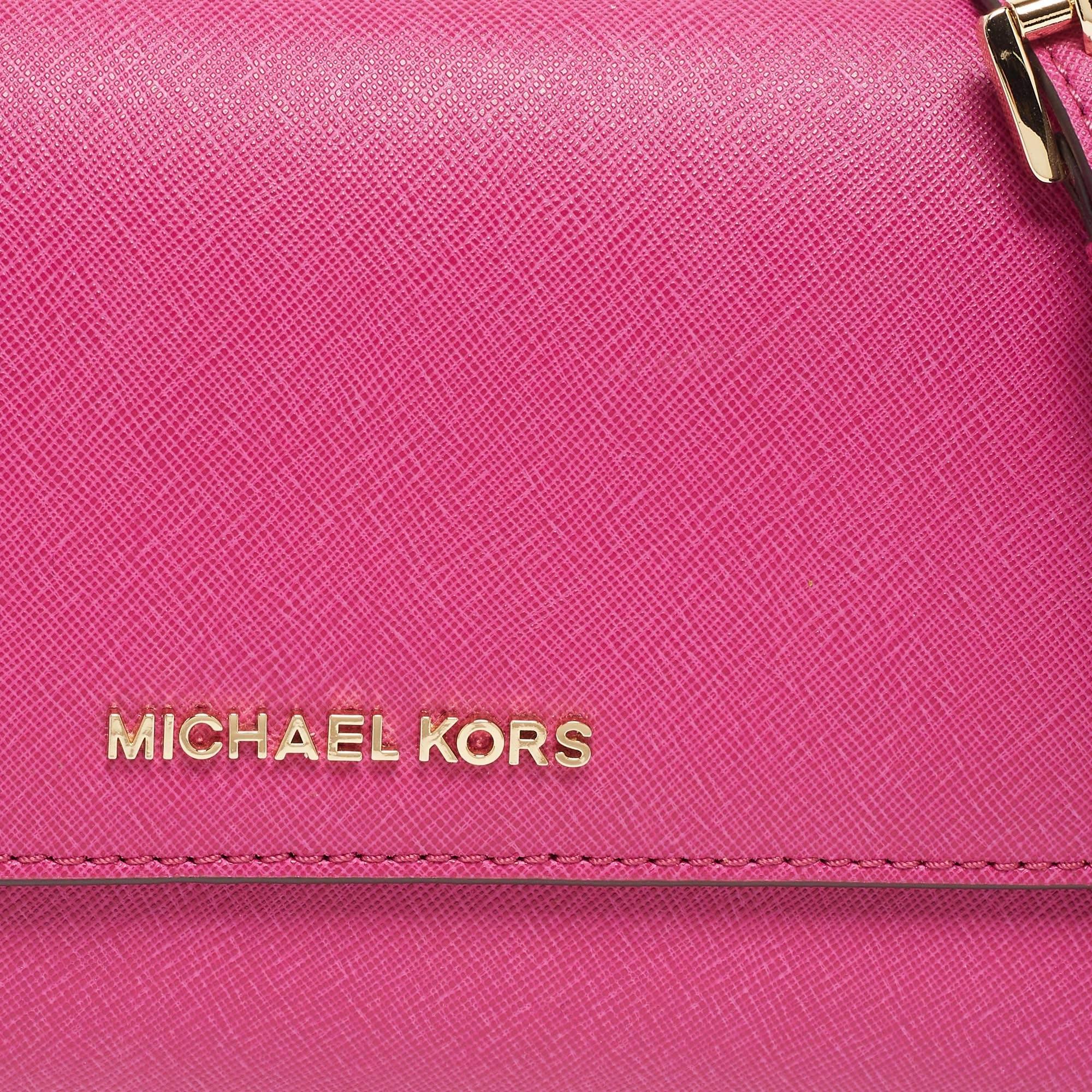 Michael Kors Pink Saffiano Leather Flap 3in1 Crossbody Bag 6