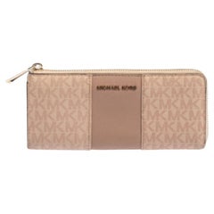 Michael Kors Pink Signature Leather Zip Around Wallet