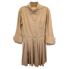 Abito camicia plissettato Michael Kors in cotone beige