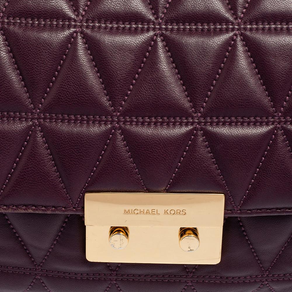 Michael Kors Purple Quilted Leather Sloan Chain Bag In Good Condition In Dubai, Al Qouz 2