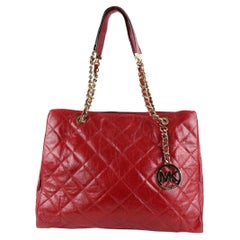 Michael Kors Quilted Red Leather MK Charm Susannah Chain Shopper Tote Bag  For Sale at 1stDibs | michael kors made in vietnam, michael kors susannah  tote