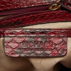 Michael Kors Red/Black Python Embossed Leather Large Hamilton North South Tote