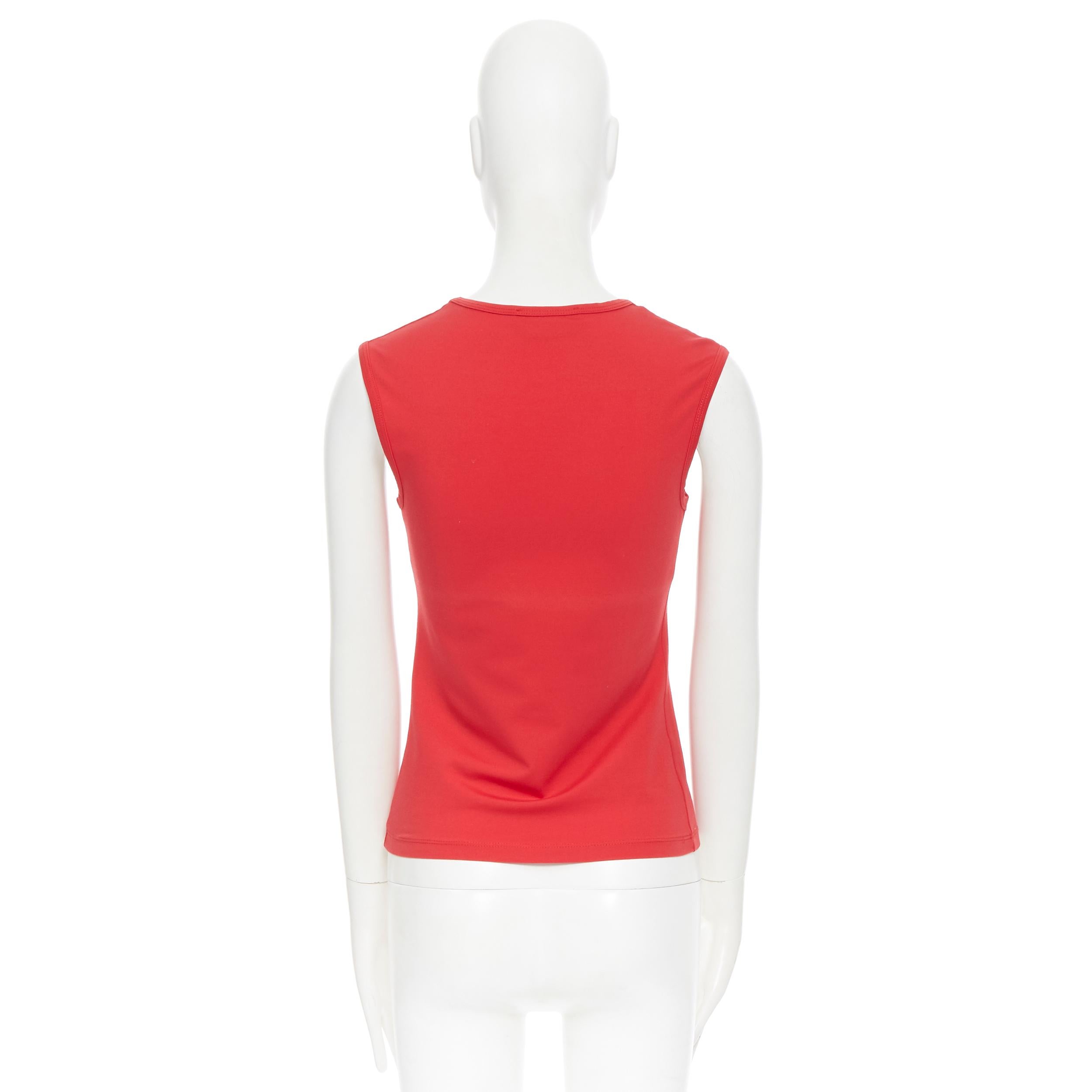 MICHAEL  KORS red cotton blend scoop neck sleeveless vest top S 1