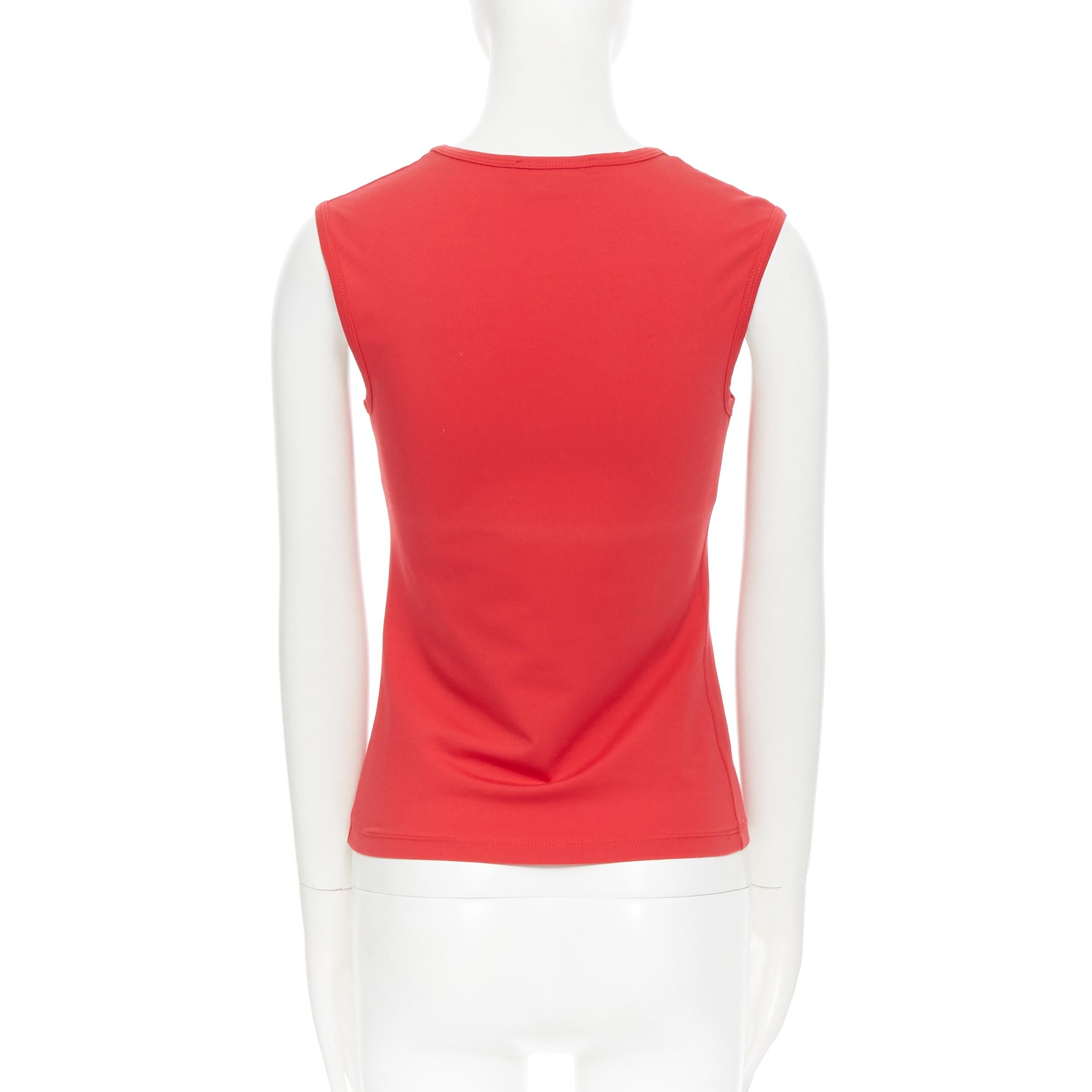 MICHAEL  KORS red cotton blend scoop neck sleeveless vest top S 2