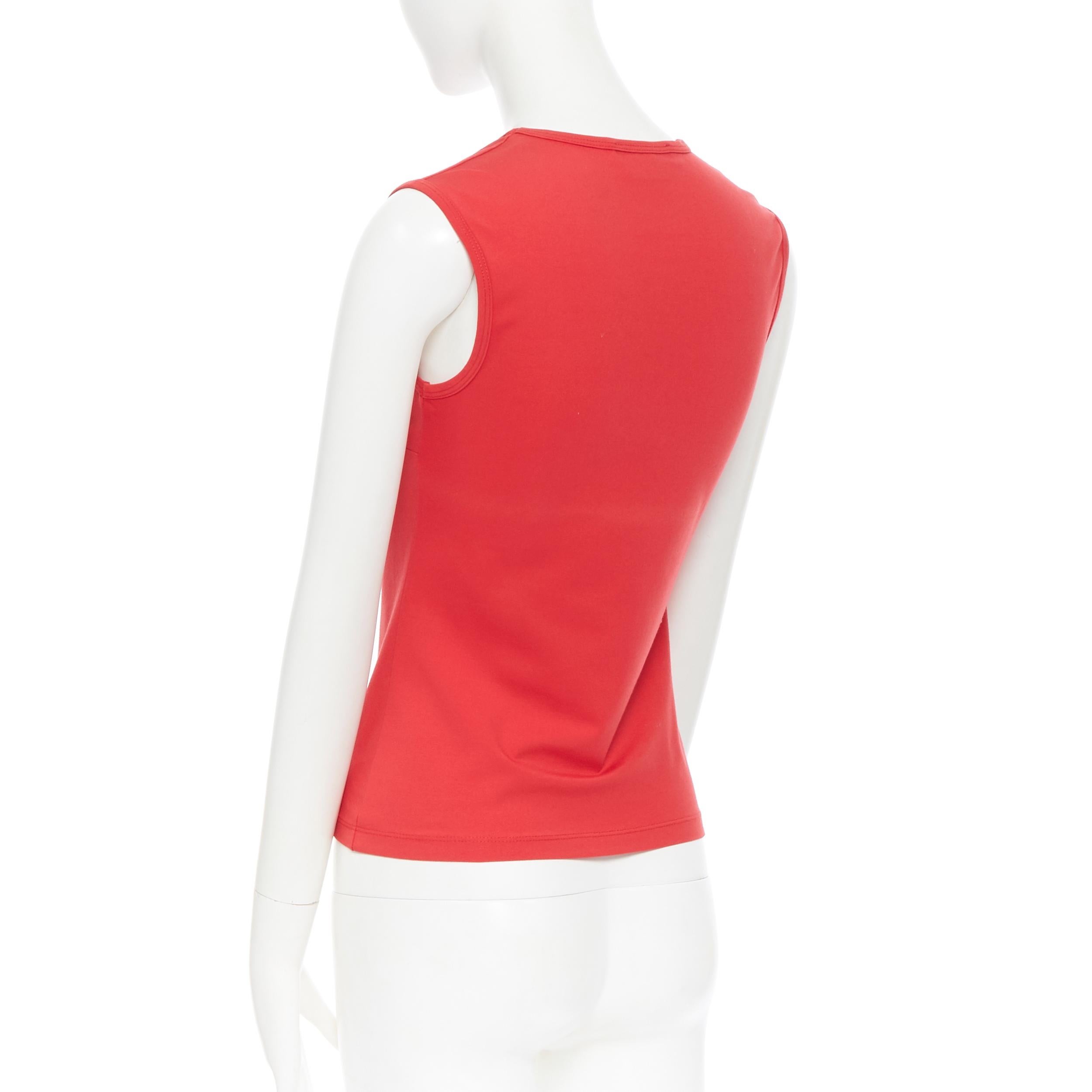 MICHAEL  KORS red cotton blend scoop neck sleeveless vest top S 3