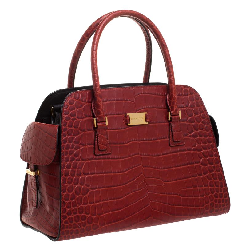michael kors crocodile embossed handbag