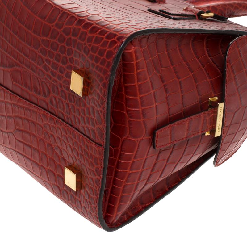 Michael Kors Red Croc Embossed Leather Gia Satchel 1
