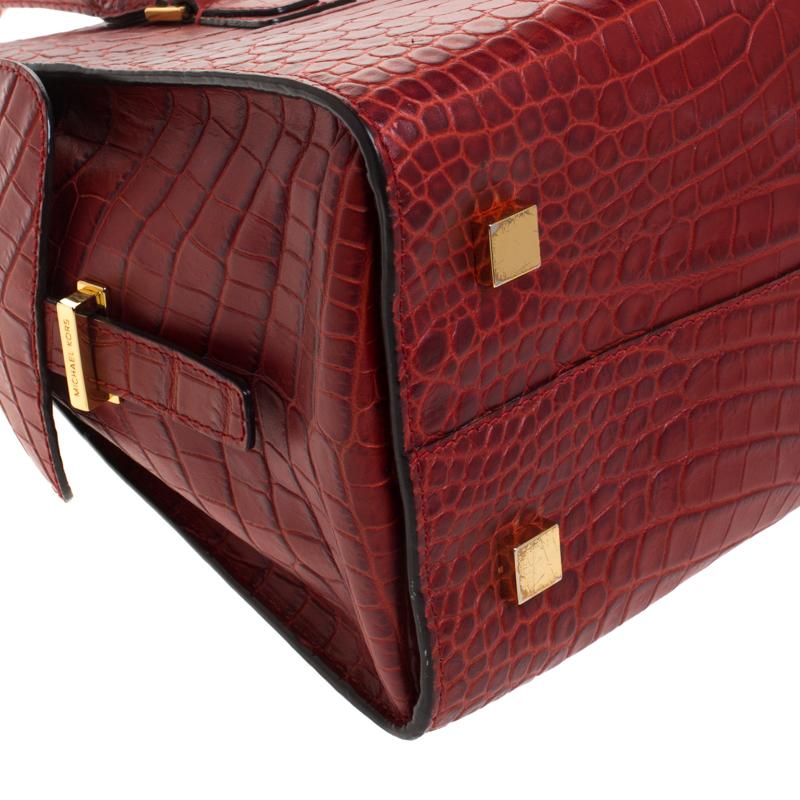 Michael Kors Red Croc Embossed Leather Gia Satchel 2