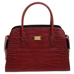 Michael Kors Red Croc Embossed Leather Gia Satchel