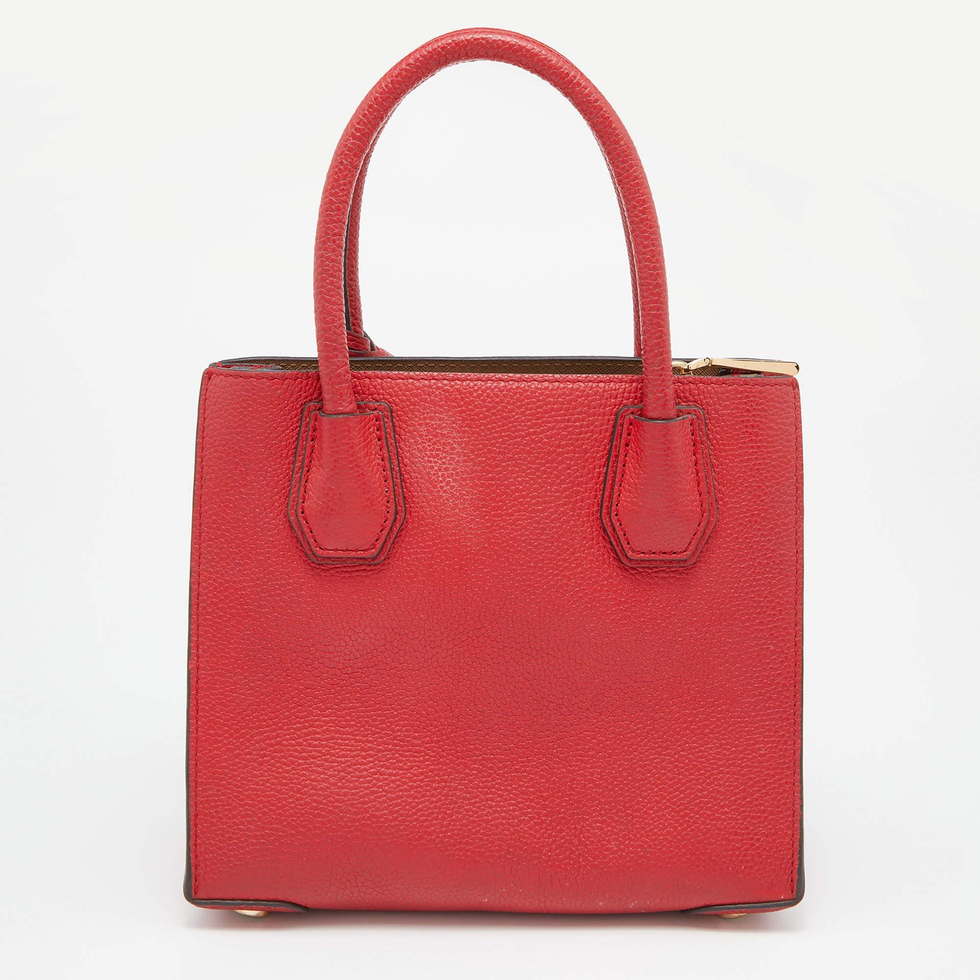 Women's Michael Kors Red Leather Mini Mercer Tote For Sale