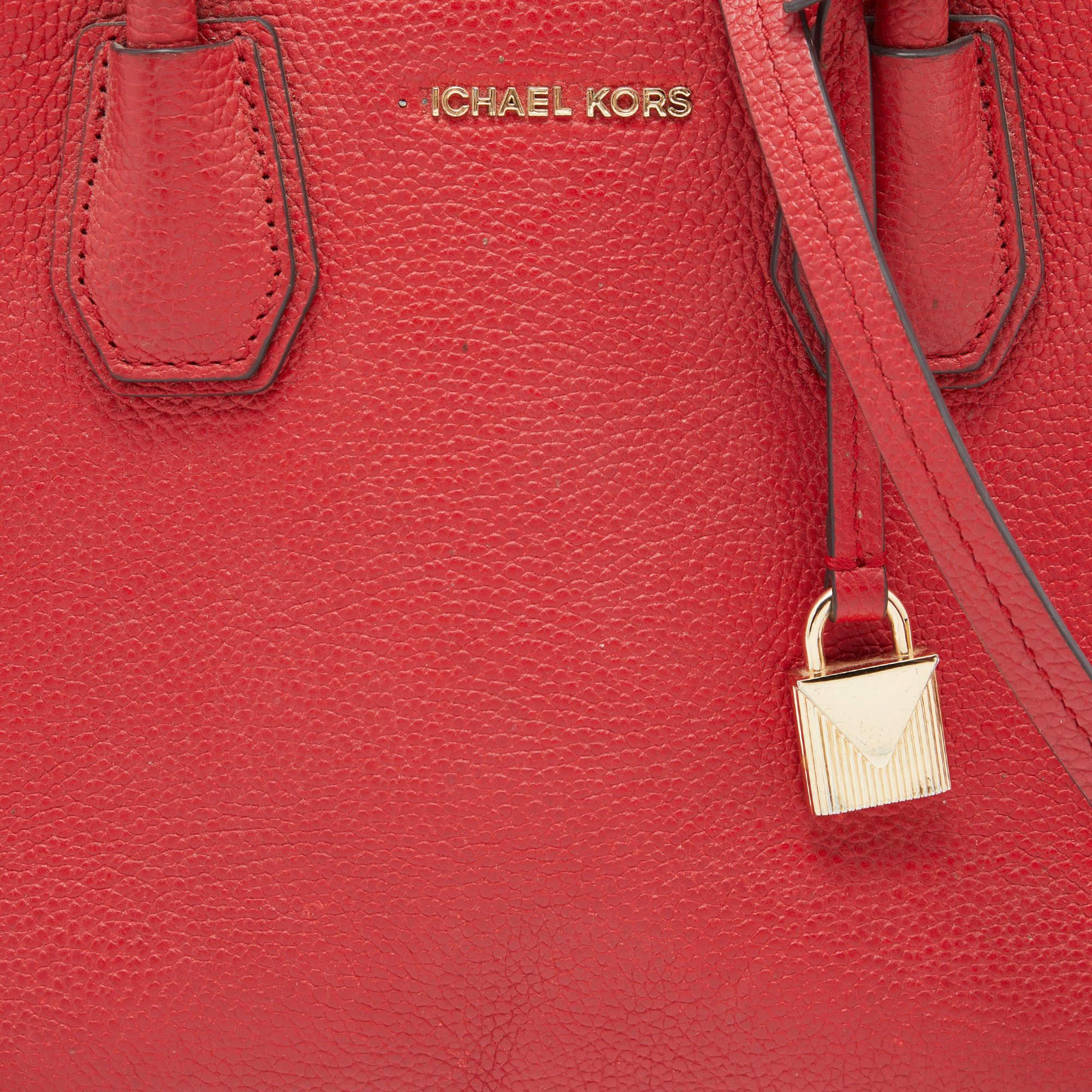 Michael Kors Red Leather Mini Mercer Tote For Sale 2