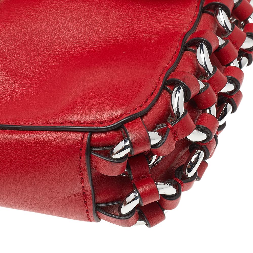Michael Kors Red Leather Piper Flap Shoulder Bag For Sale 3
