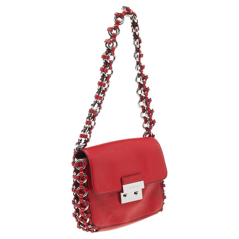 Michael Kors Red Leather Piper Flap Shoulder Bag For Sale at 1stDibs | michael  kors piper, michael kors red handbag, michael kors lea flap bag