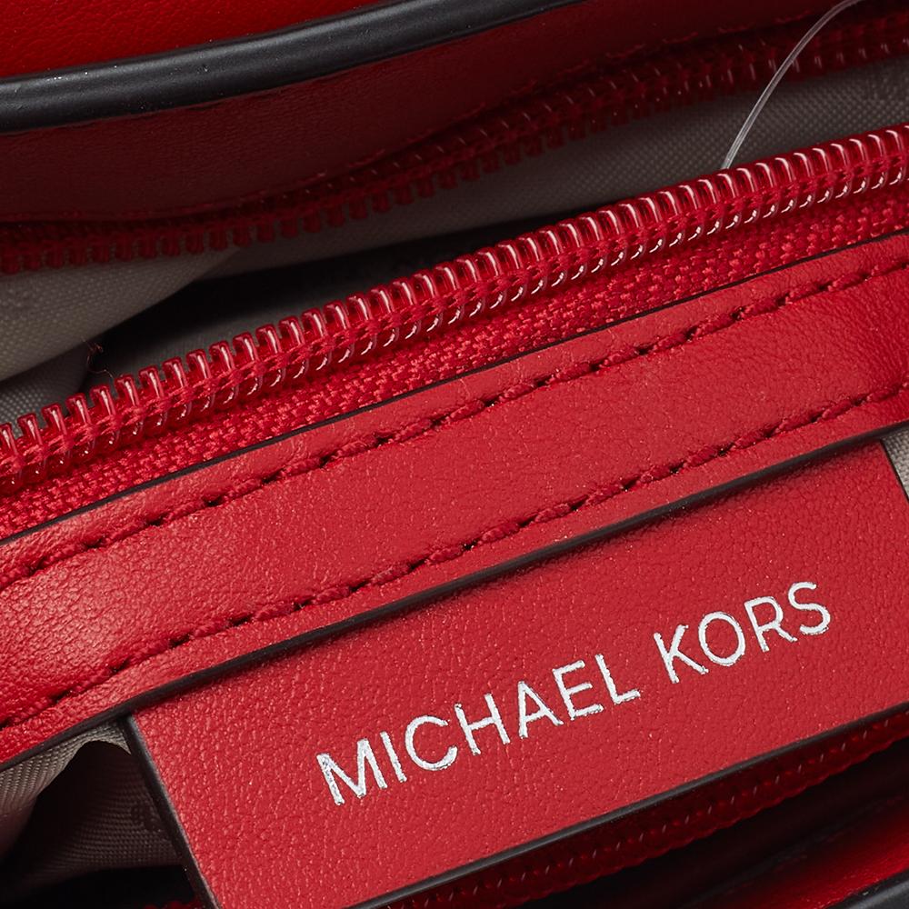 Women's Michael Kors Red Leather Piper Flap Shoulder Bag For Sale