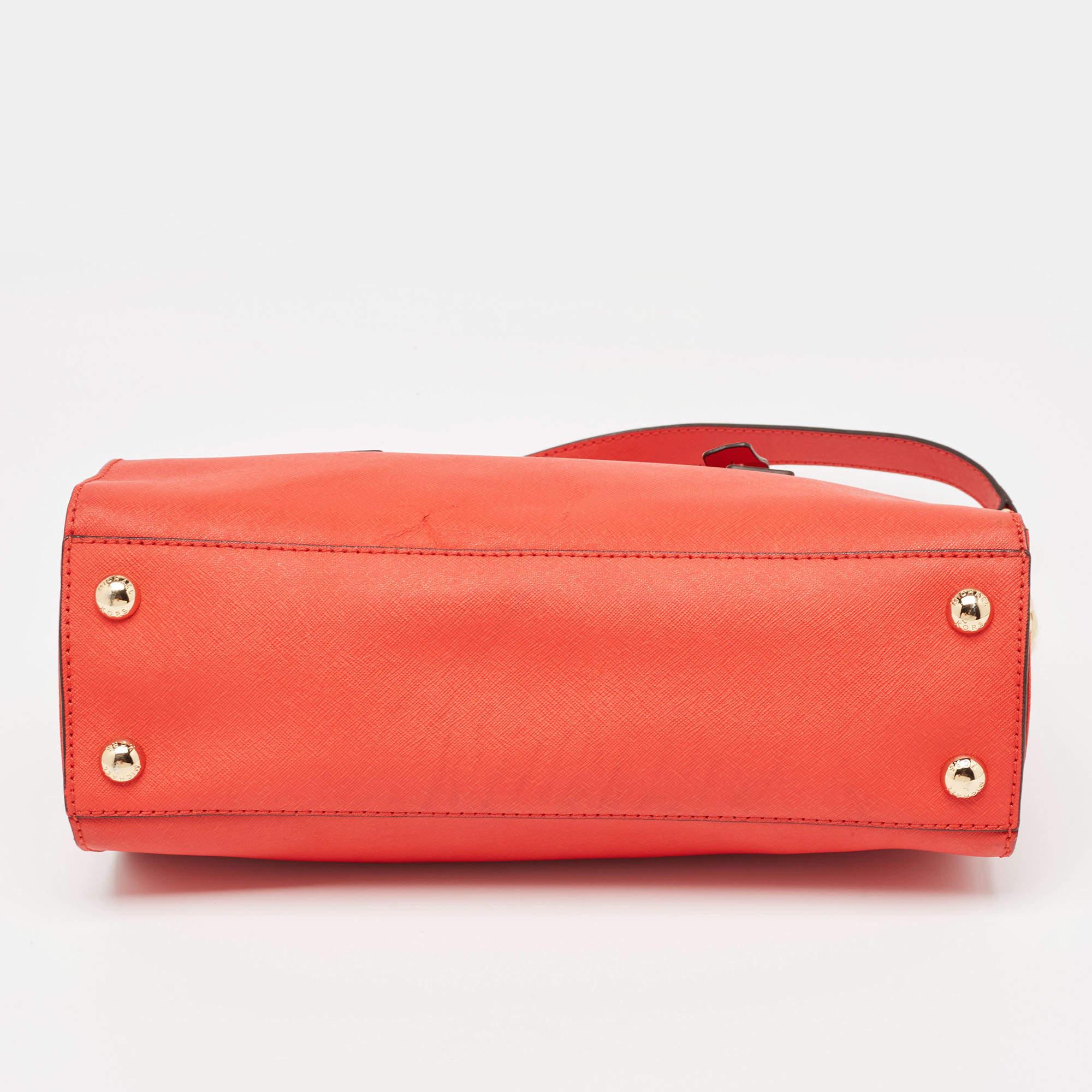 Michael Kors Red Saffiano Leather East/West Hamilton Tote 4