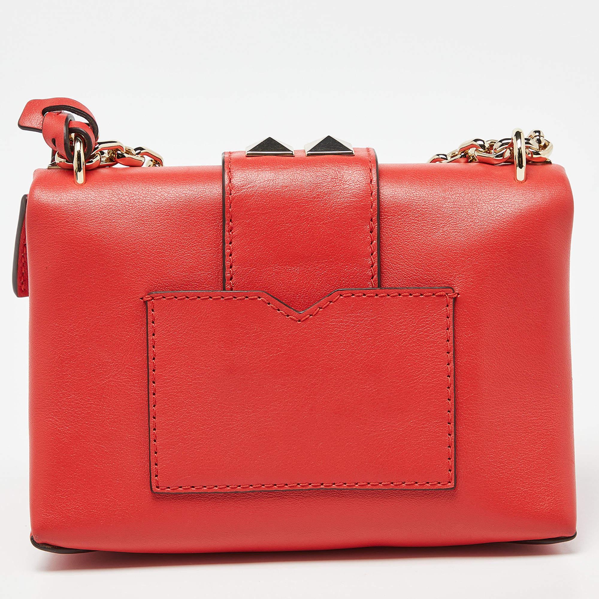 Michael Kors Red Studded Leather Mini Cece Crossbody Bag In Excellent Condition In Dubai, Al Qouz 2