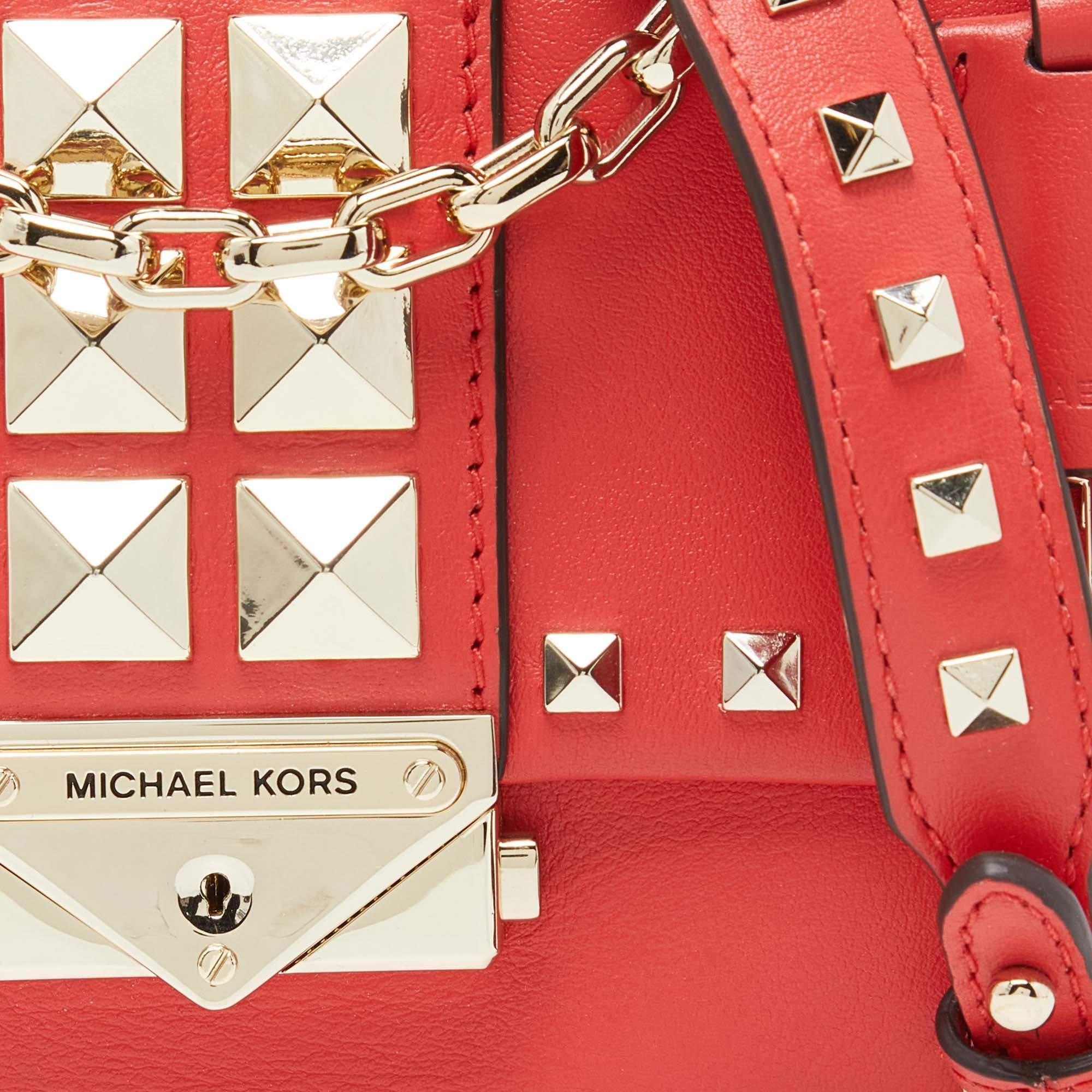 Women's Michael Kors Red Studded Leather Mini Cece Crossbody Bag