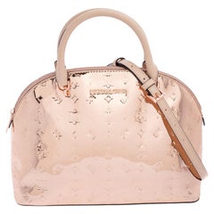 Michael Kors Rose Gold Embossed Laminated Leather Large Emmy Satchel