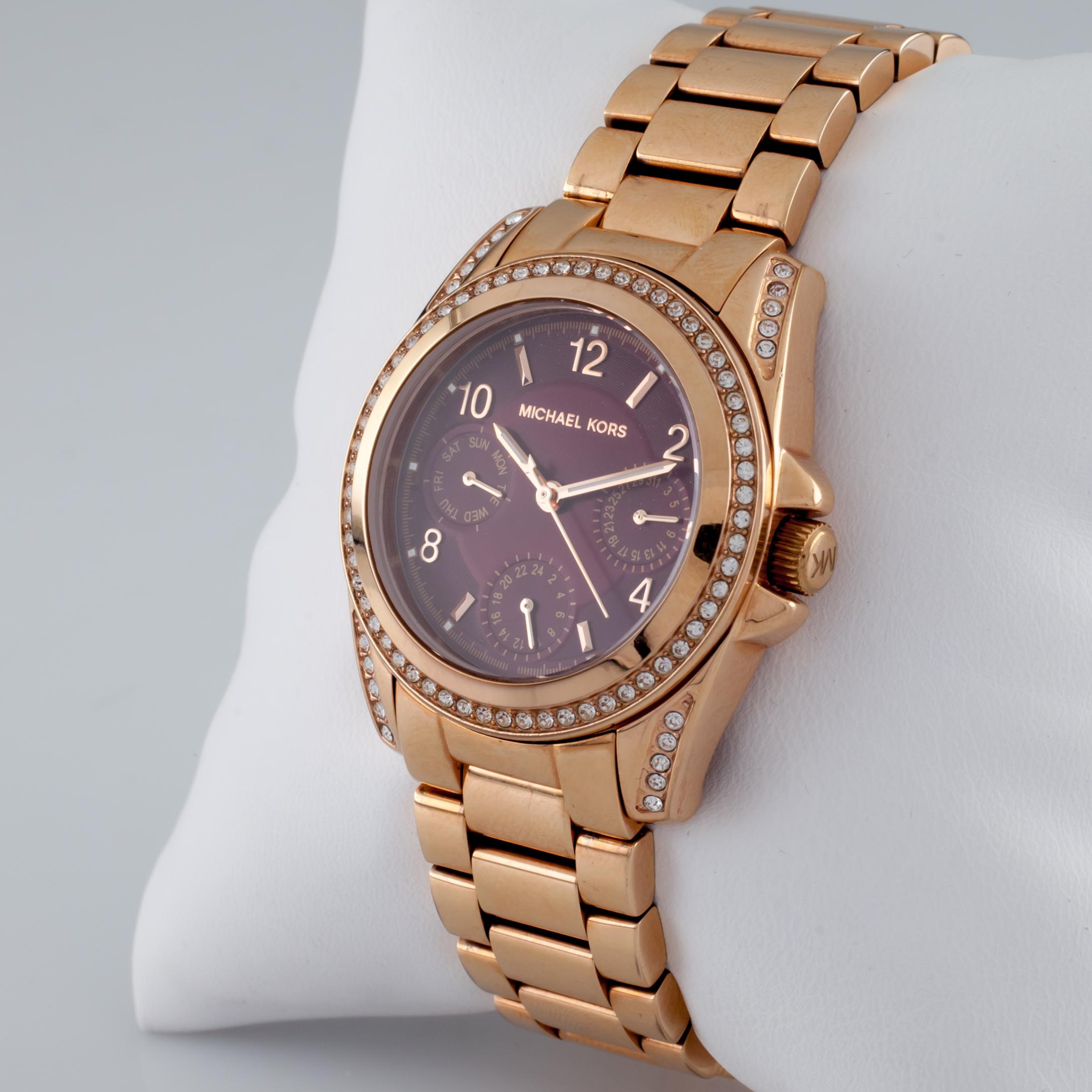 Round Cut Michael Kors Rose Gold-Plated Quartz Chronograph MK-6092, 33mm