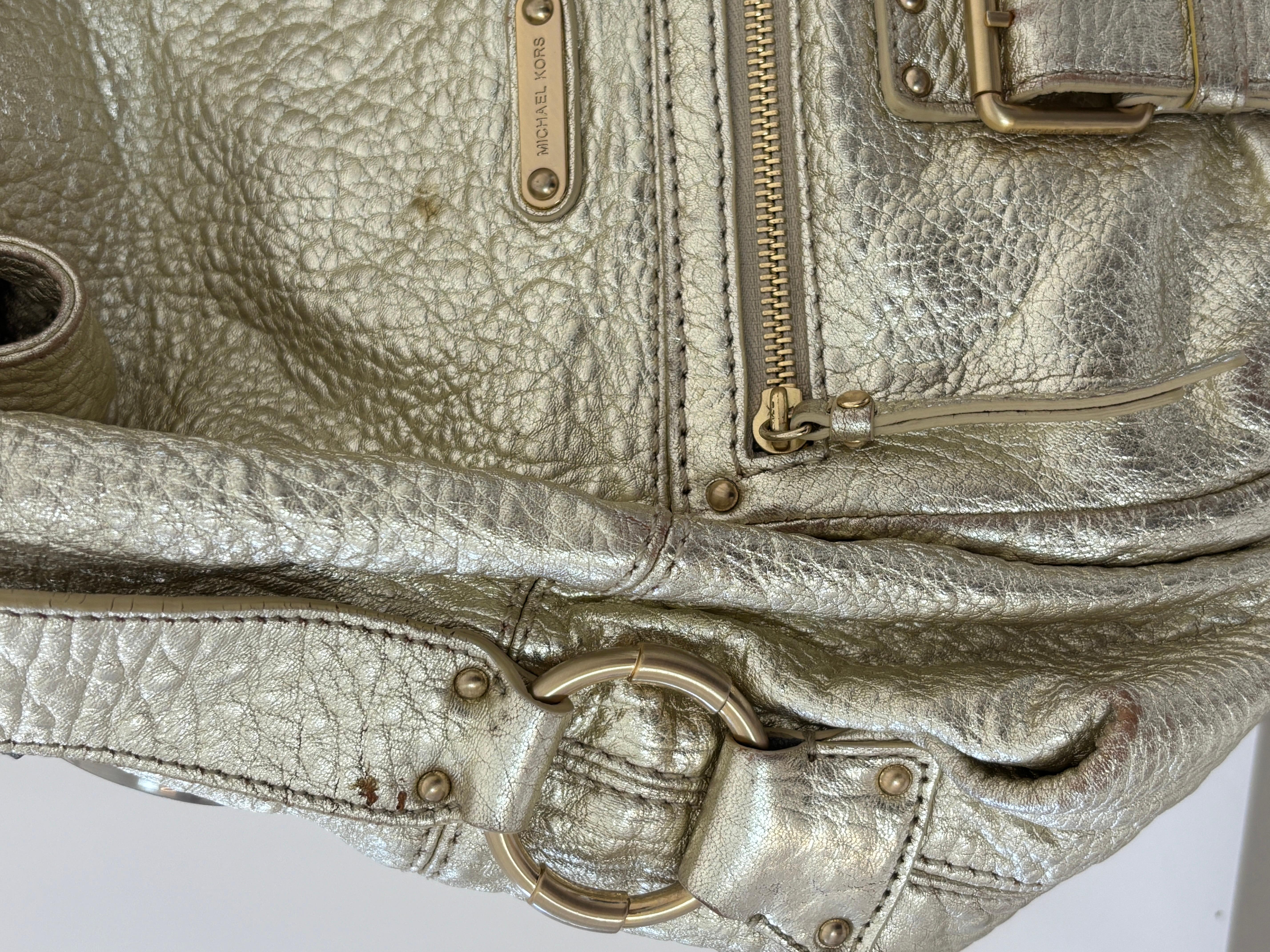 Michael Kors Satchel Gold Pebbled Leather Hobo Bag For Sale 1