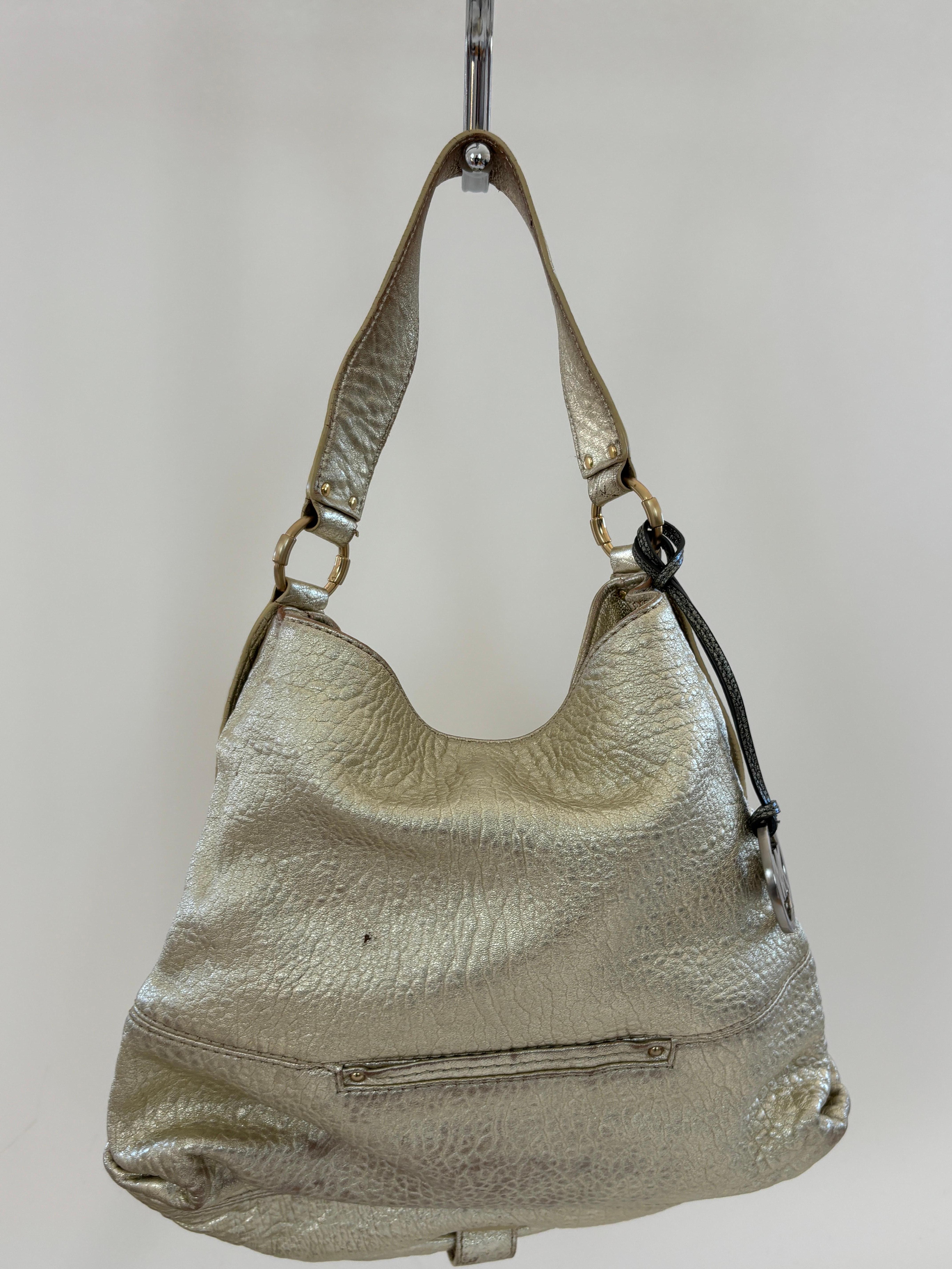 Michael Kors Satchel Gold Pebbled Leather Hobo Bag For Sale 4