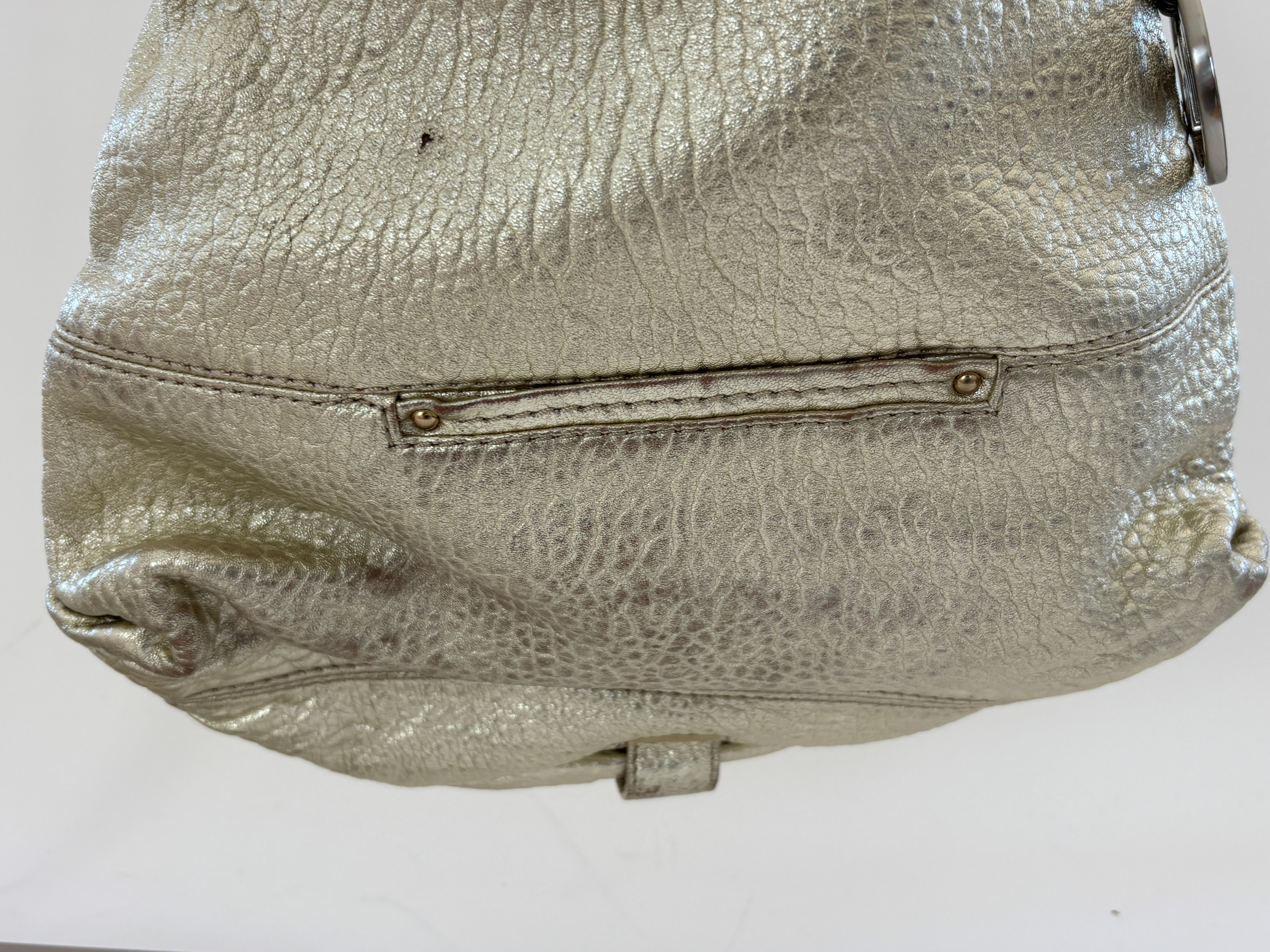 Michael Kors Satchel Gold Pebbled Leather Hobo Bag For Sale 5