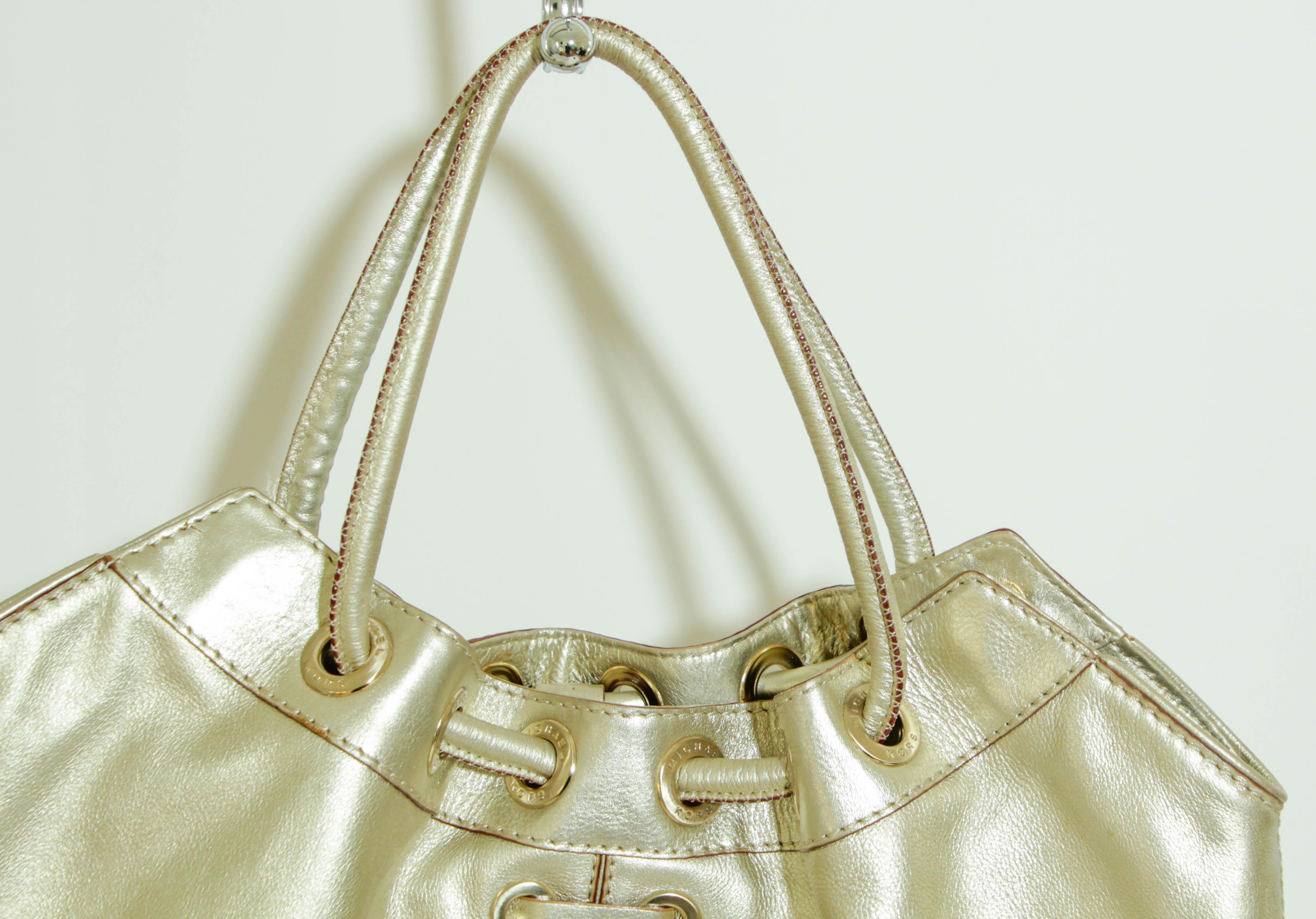 Women's Michael Kors Satchel Pebbled Gold Leather Hobo Bag For Sale