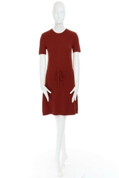 MICHAEL KORS Scarlet red cashmere knitted tie waist casual short sleeve dress S