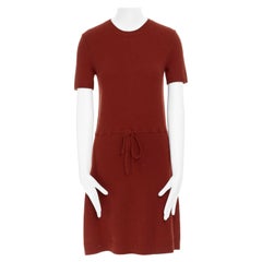 MICHAEL KORS Scarlet red cashmere knitted tie waist casual short sleeve dress S