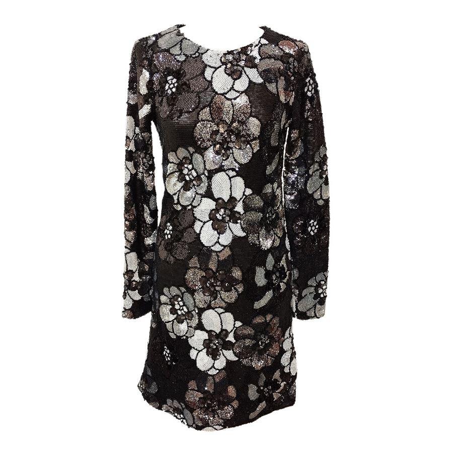 Sequins Floral theme Black, grey and white Long sleeve Shoulder/hem cm 86 (33,8 inches) Shoulders cm 35 (13,77 inches)
