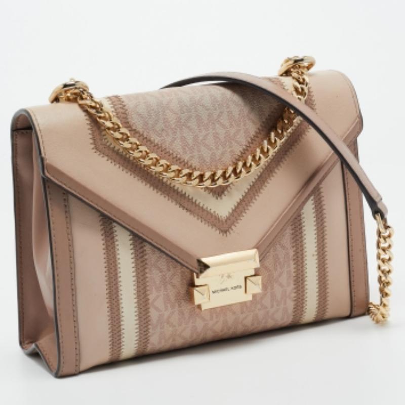 Michael Kors firma la borsa a tracolla grande Whitney in tela rivestita e pelle in vendita 6