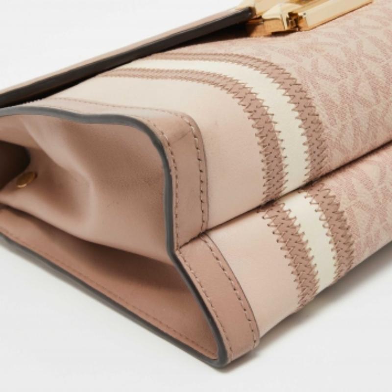 Marrone Michael Kors firma la borsa a tracolla grande Whitney in tela rivestita e pelle in vendita