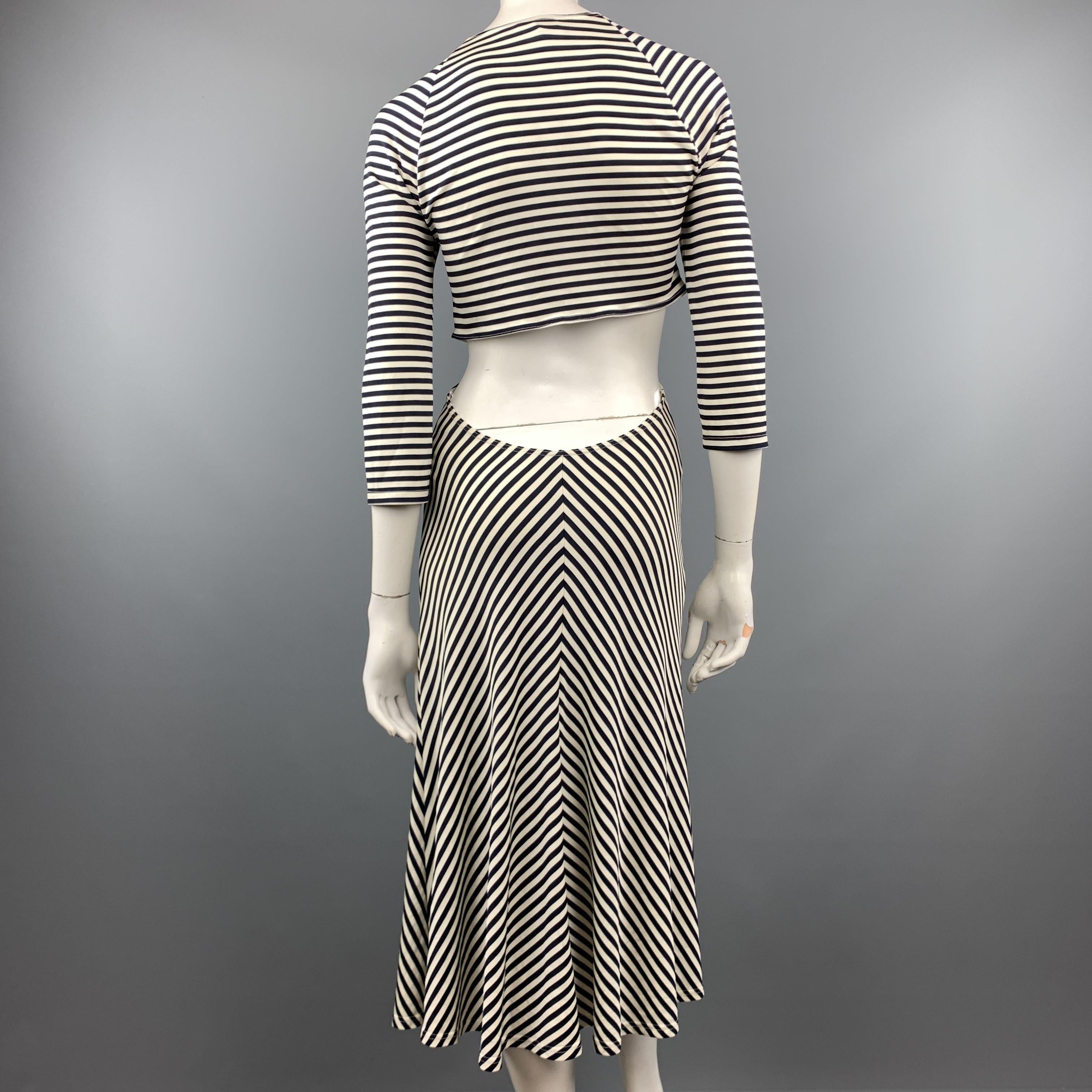 Gray MICHAEL KORS Size 10 Navy & White Striped Cutout Hoop Dress