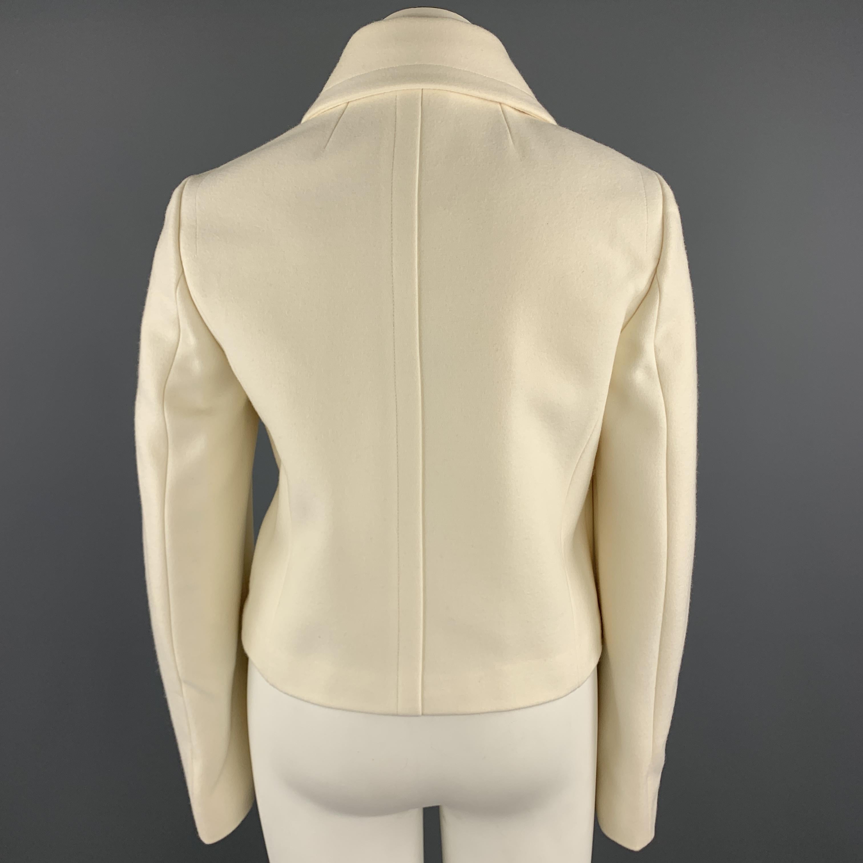 Beige MICHAEL KORS Size 12 Cream Virgin Wool Double Breasted Jacket