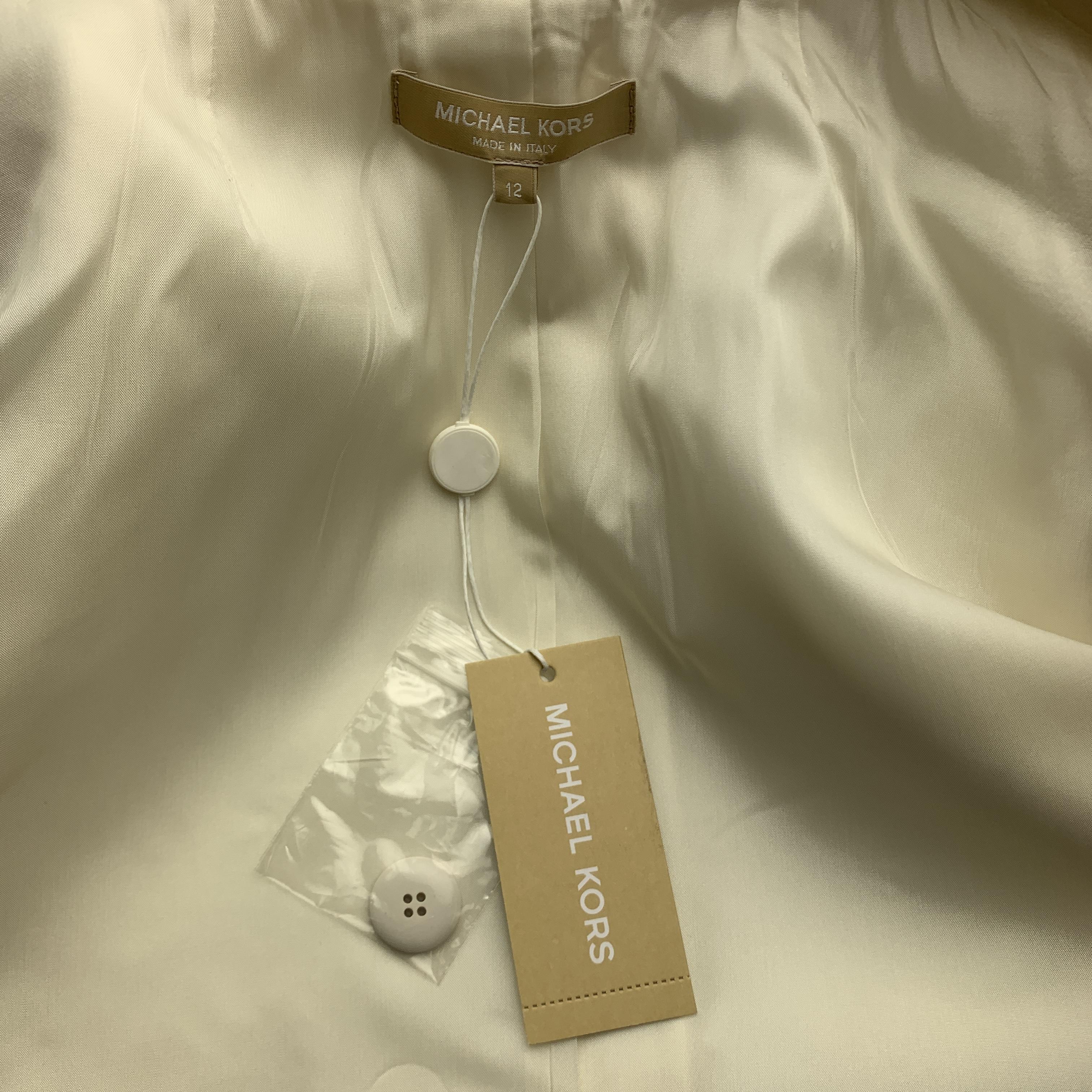 MICHAEL KORS Size 12 Cream Virgin Wool Double Breasted Jacket In New Condition In San Francisco, CA